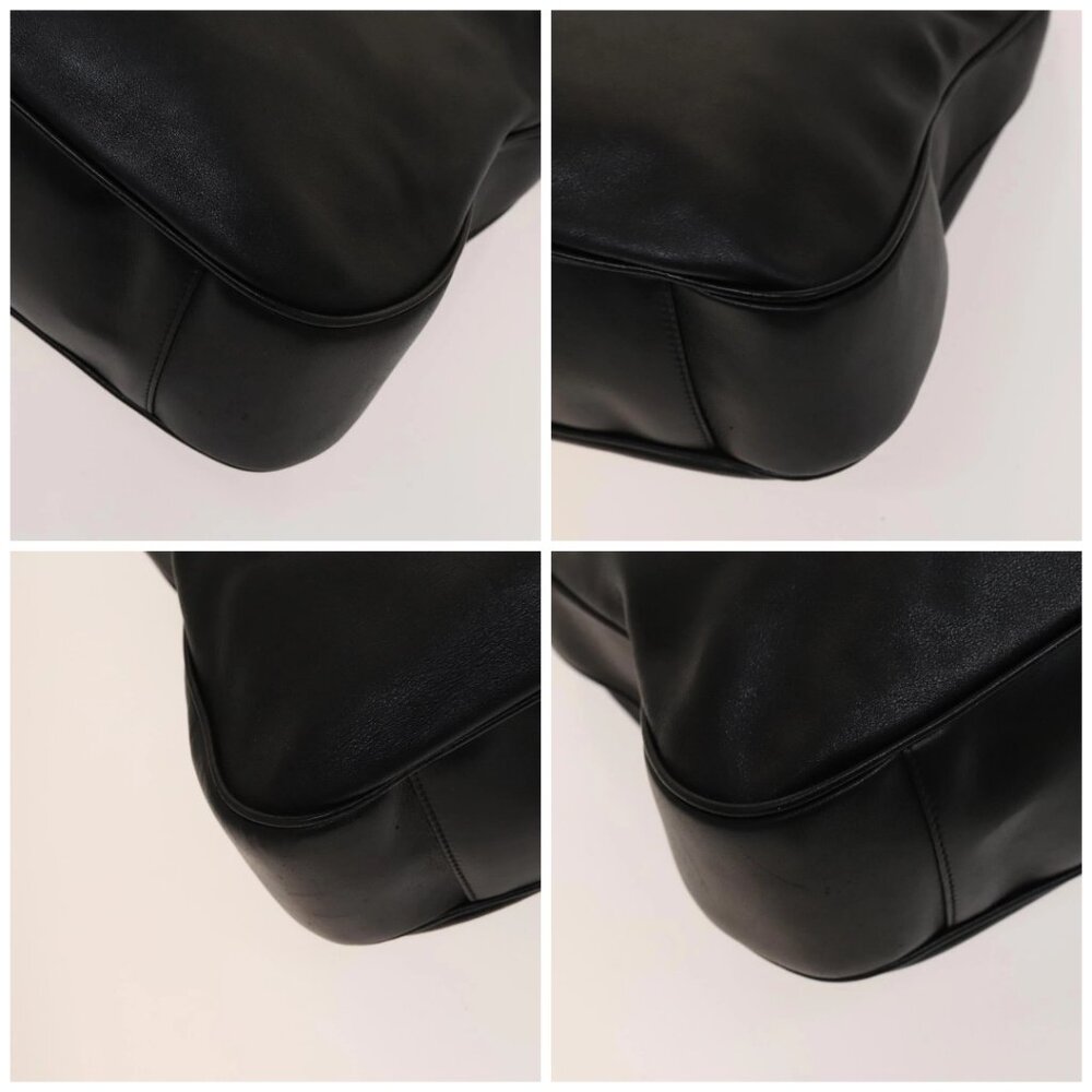 GUCCI Bamboo Shoulder Bag Leather 2way Black Gold 001 1781 1577 Auth 138302 - Picture 14 of 16